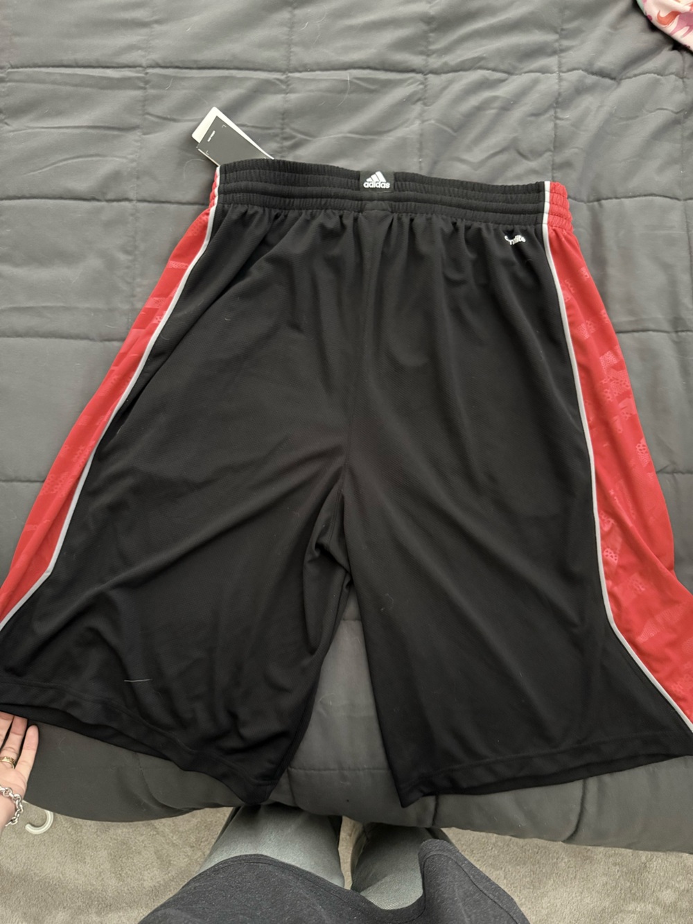 adidas Black Basketball Shorts with Red Waistband